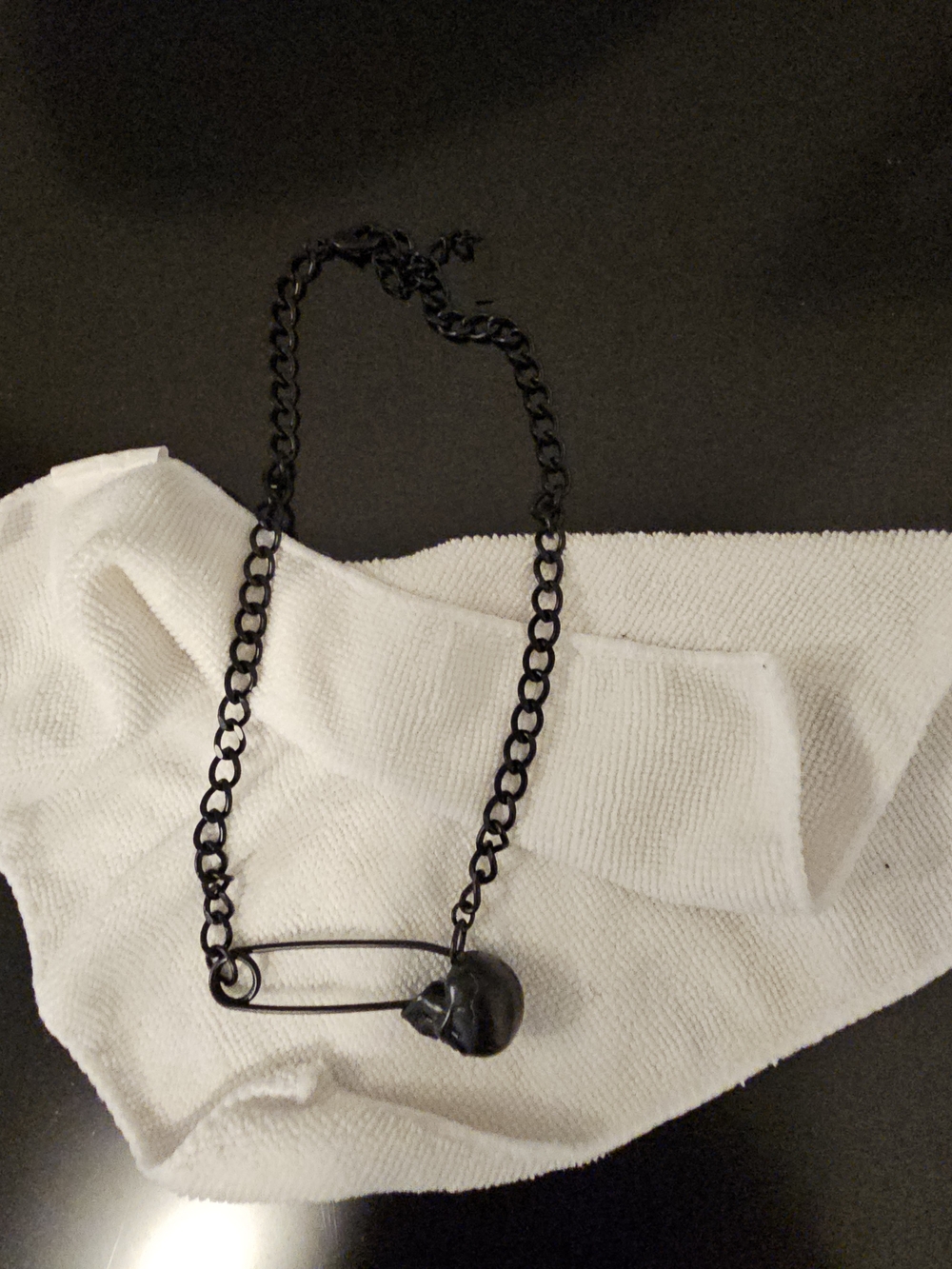 Black Safety Pin Chain Necklace with Pendant